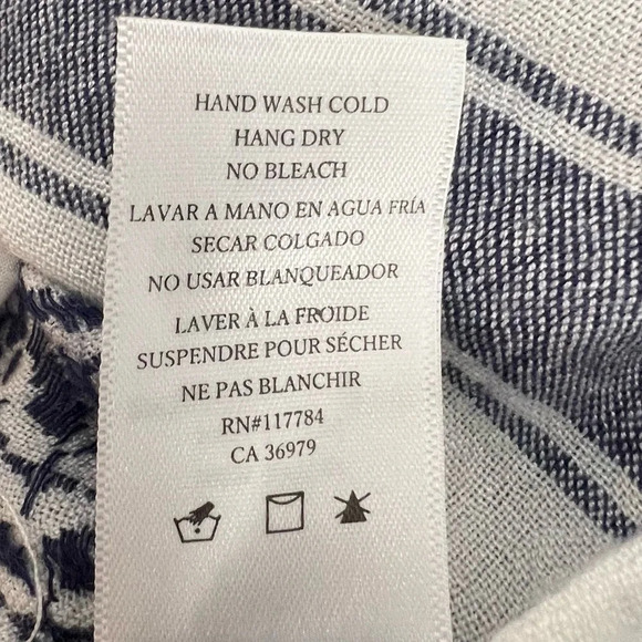 Rails Adelinel Dress Sapphire Jacquard Navy White Tassle Long Sleeve Size M - Picture 12 of 12